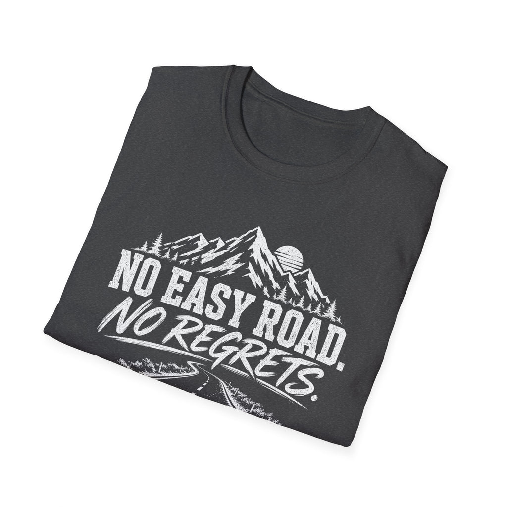 No Easy Road, No Regrets Mountain T-Shirt — Adventure Outdoor Graphic Tee