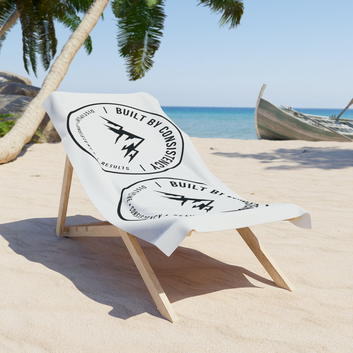 Built By Consistency Beach Towel — Motivational Mountain Logo