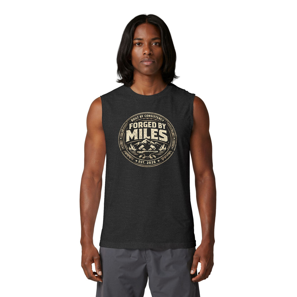 Forged by Miles Muscle Tank — Adventure Mountains Graphic Tank Top