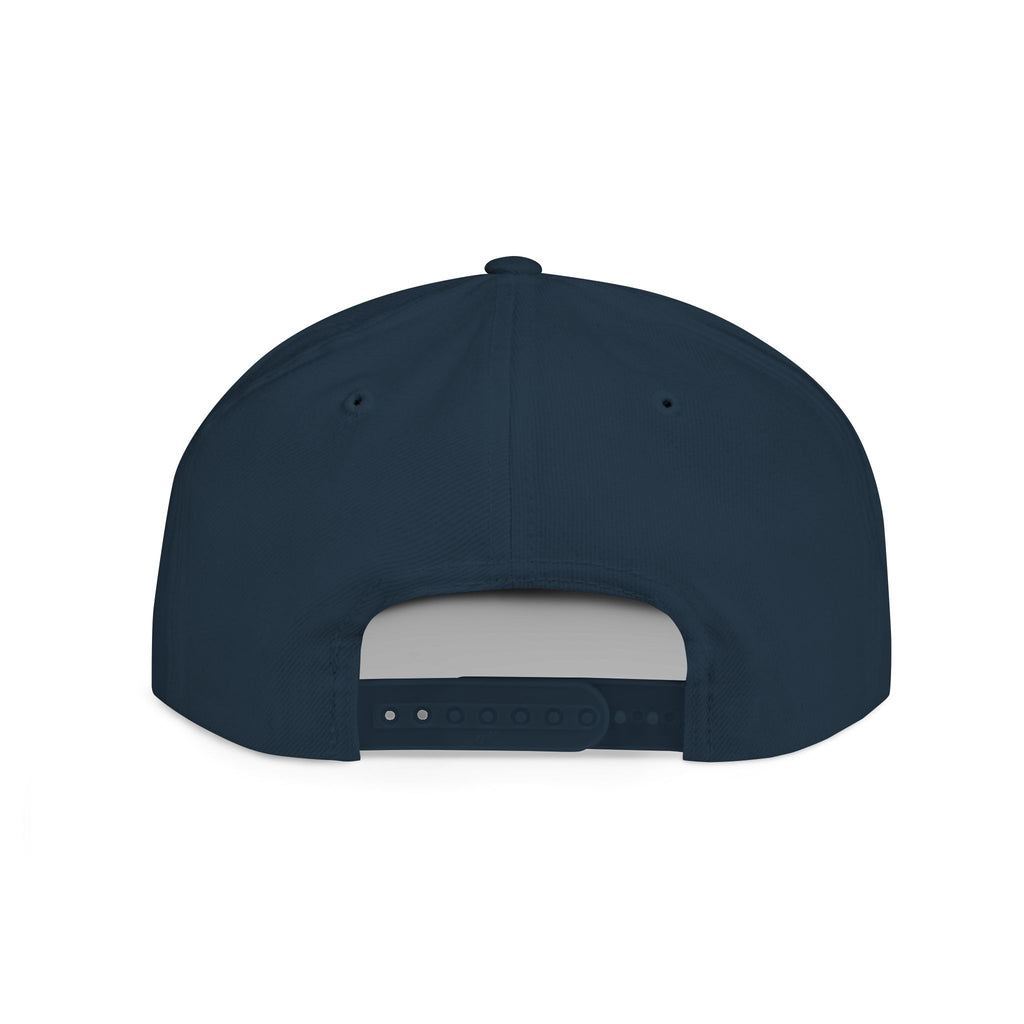 Built by Consistency Flat Bill Snapback Hat — Mountain Logo Adjustable Trucker Cap