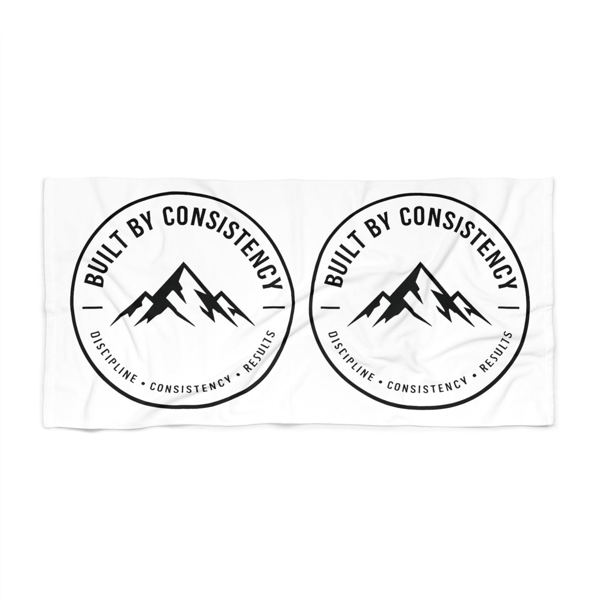 Built By Consistency Beach Towel — Motivational Mountain Logo