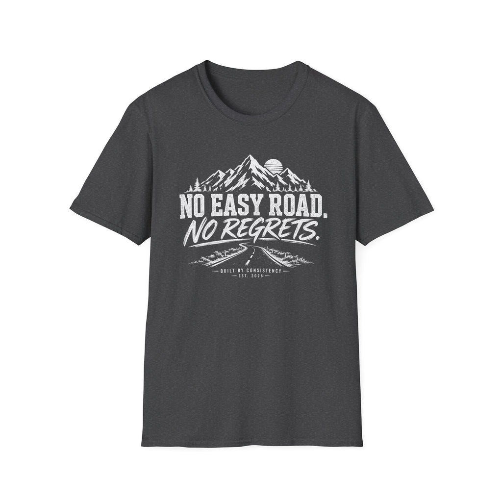 No Easy Road, No Regrets Mountain T-Shirt — Adventure Outdoor Graphic Tee