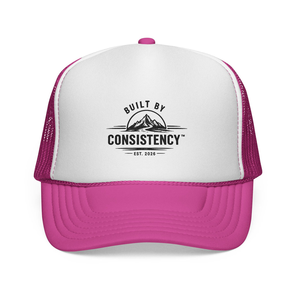 Built By Consistency Trucker Hat — Motivational Outdoor Mesh Cap