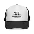 Built By Consistency Trucker Hat — Motivational Outdoor Mesh Cap