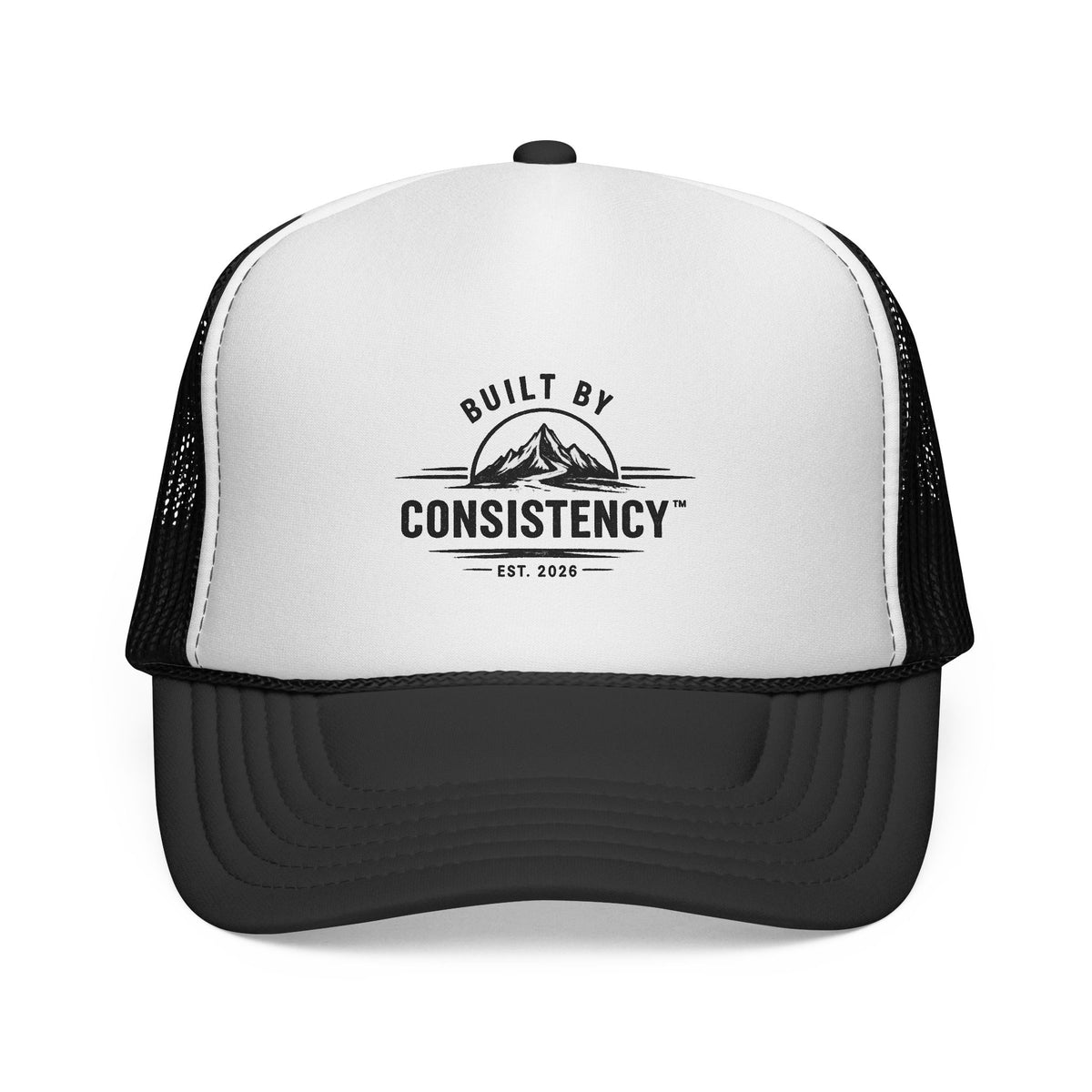 Built By Consistency Trucker Hat — Motivational Outdoor Mesh Cap