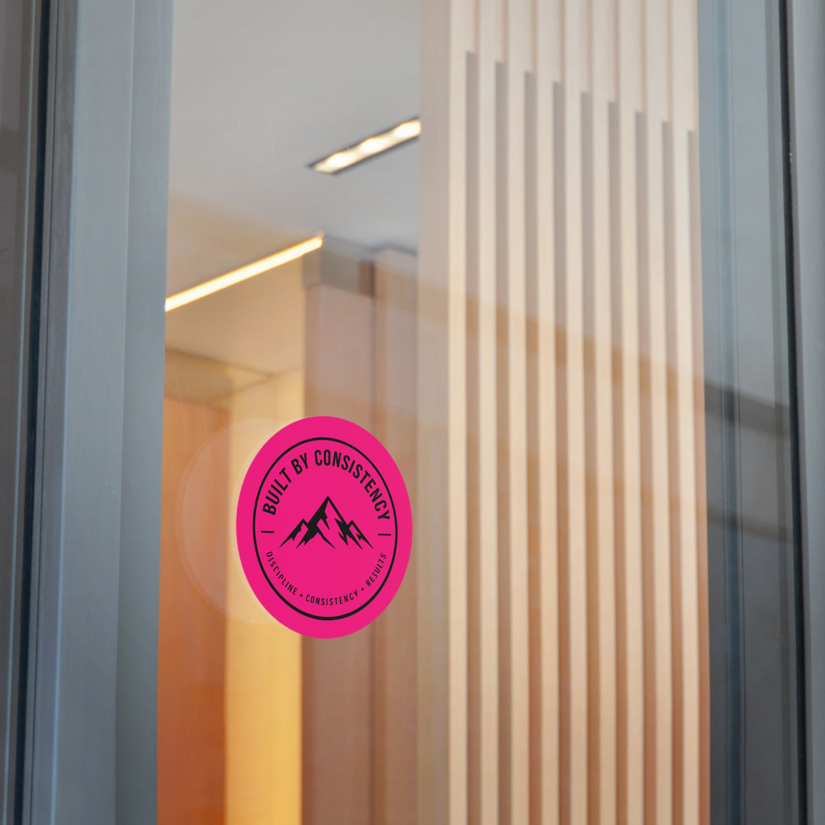 Built By Consistency Round Sticker — Motivational Mountain Vinyl Sticker (Discipline • Consistency • Results)