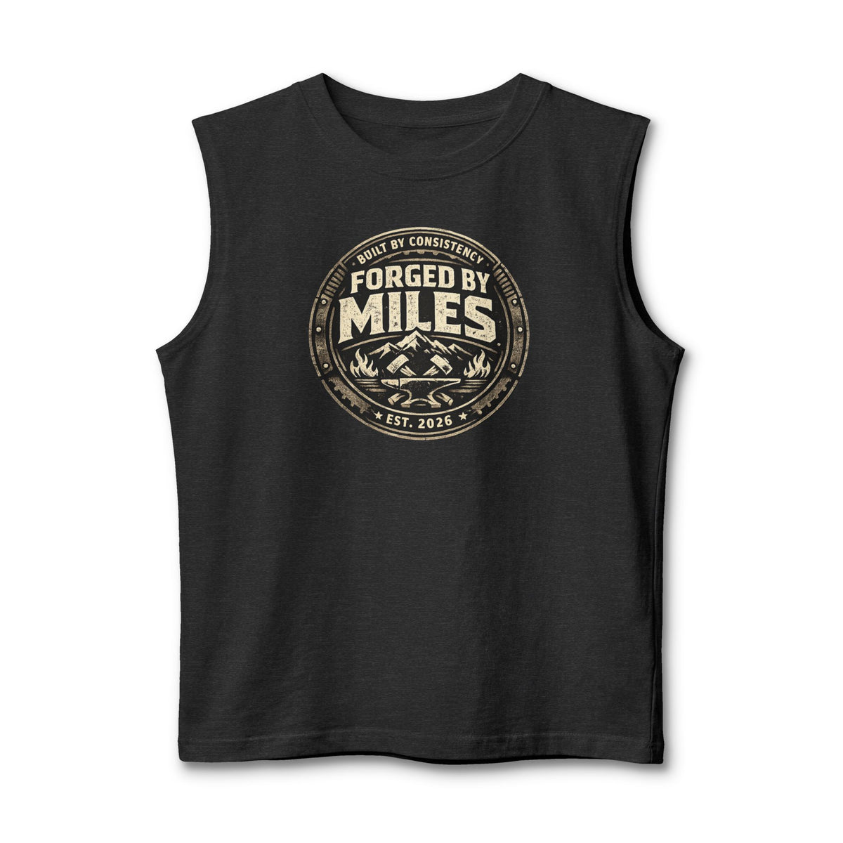 Forged by Miles Muscle Tank — Adventure Mountains Graphic Tank Top