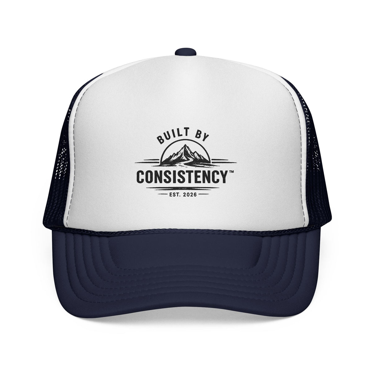 Built By Consistency Trucker Hat — Motivational Outdoor Mesh Cap
