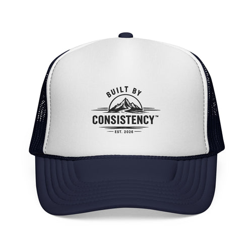 Built By Consistency Trucker Hat — Motivational Outdoor Mesh Cap