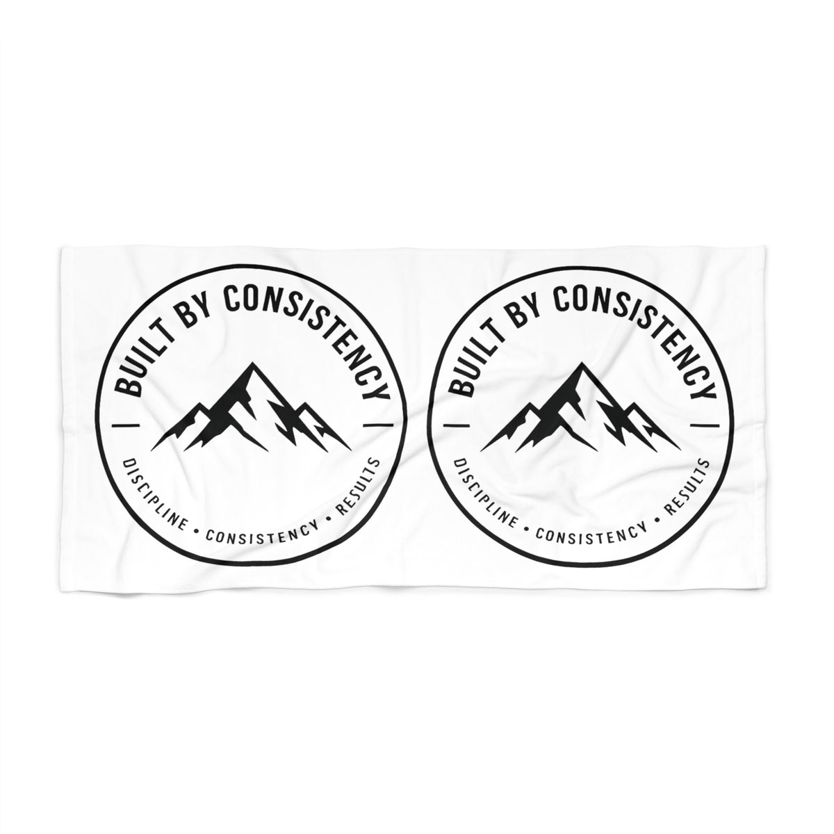 Built By Consistency Beach Towel — Motivational Mountain Logo