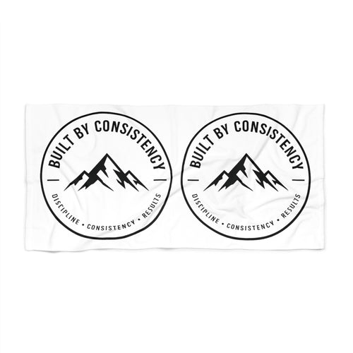 Built By Consistency Beach Towel — Motivational Mountain Logo