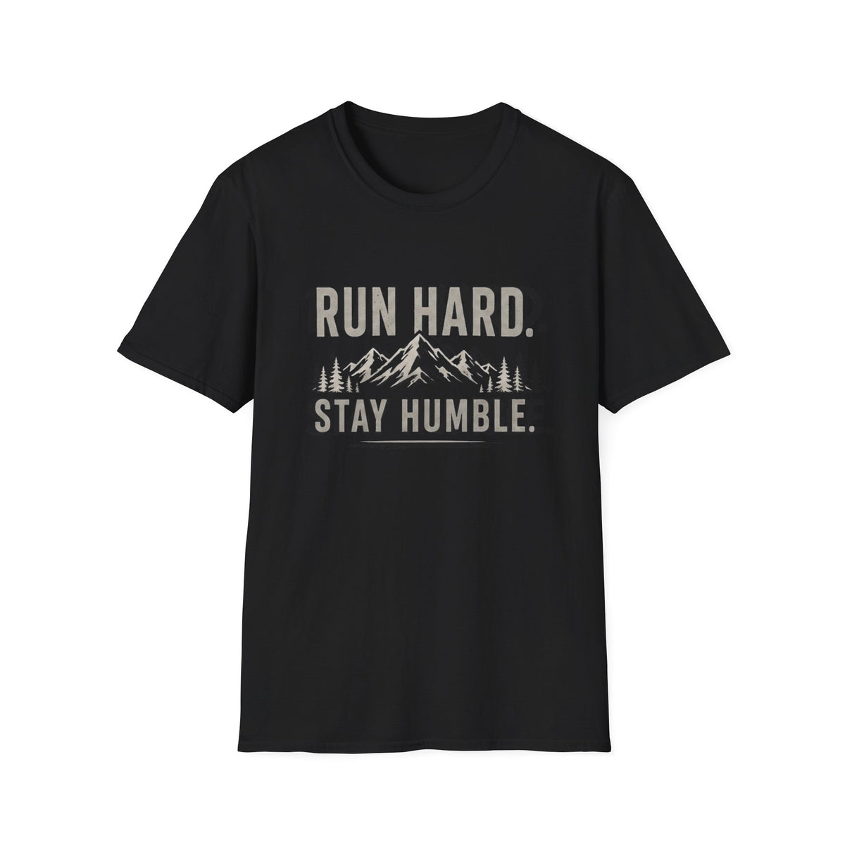 Run Hard Stay Humble Mountain T‑Shirt — Motivational Running Tee
