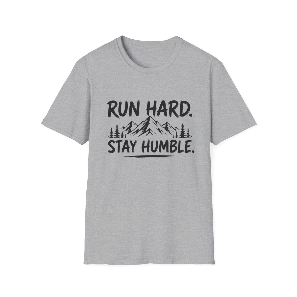 Run Hard Stay Humble Mountain T‑Shirt — Motivational Running Tee