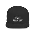 Built by Consistency Flat Bill Snapback Hat — Mountain Logo Adjustable Trucker Cap