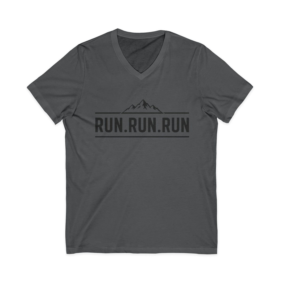 Run.Run.Run V-Neck Tee — "When Your Legs Are Tired, Run With Your Heart" Running Shirt
