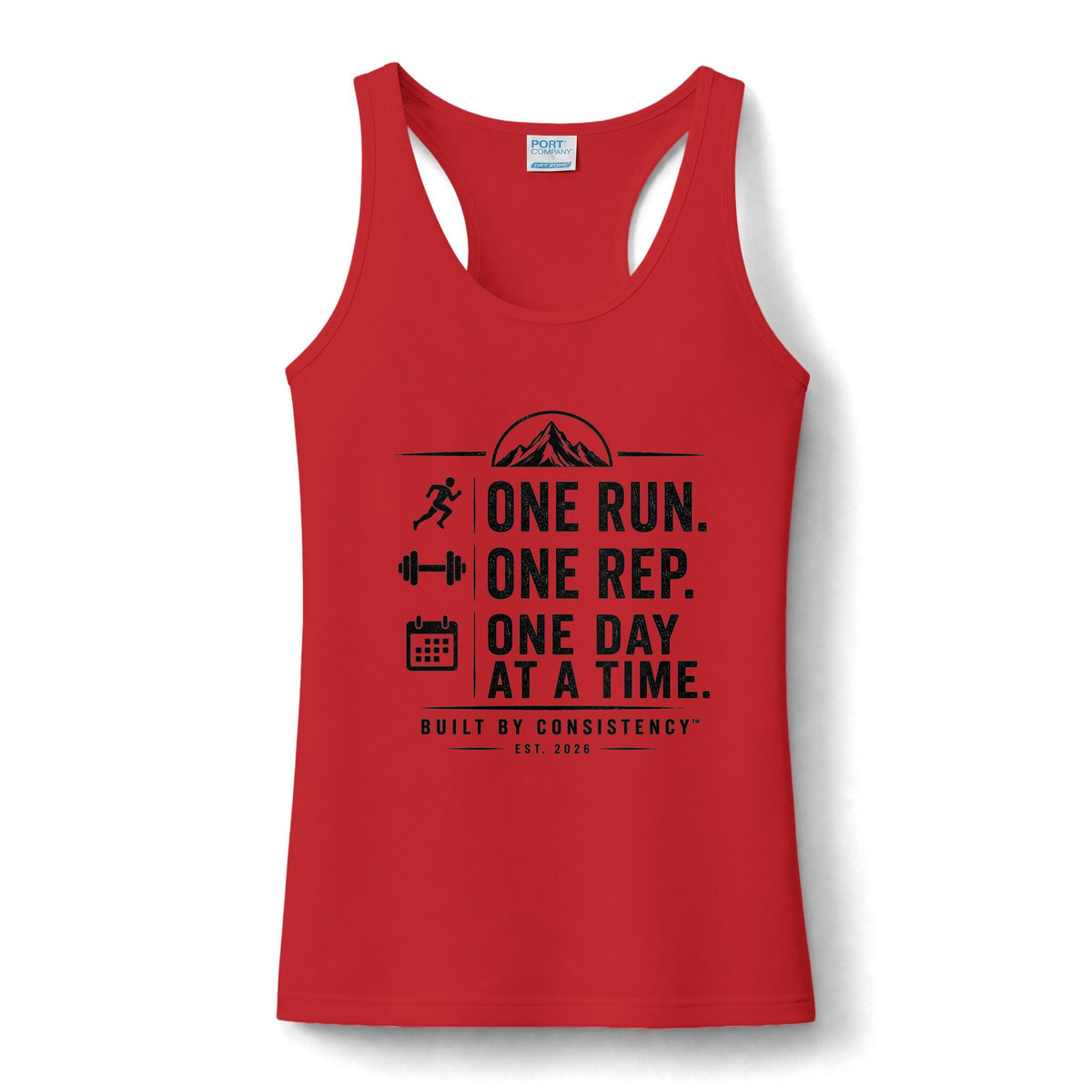 Running Tank Top — "One Run. One Rep. One Day at a Time." Motivational Women's Performance Tank