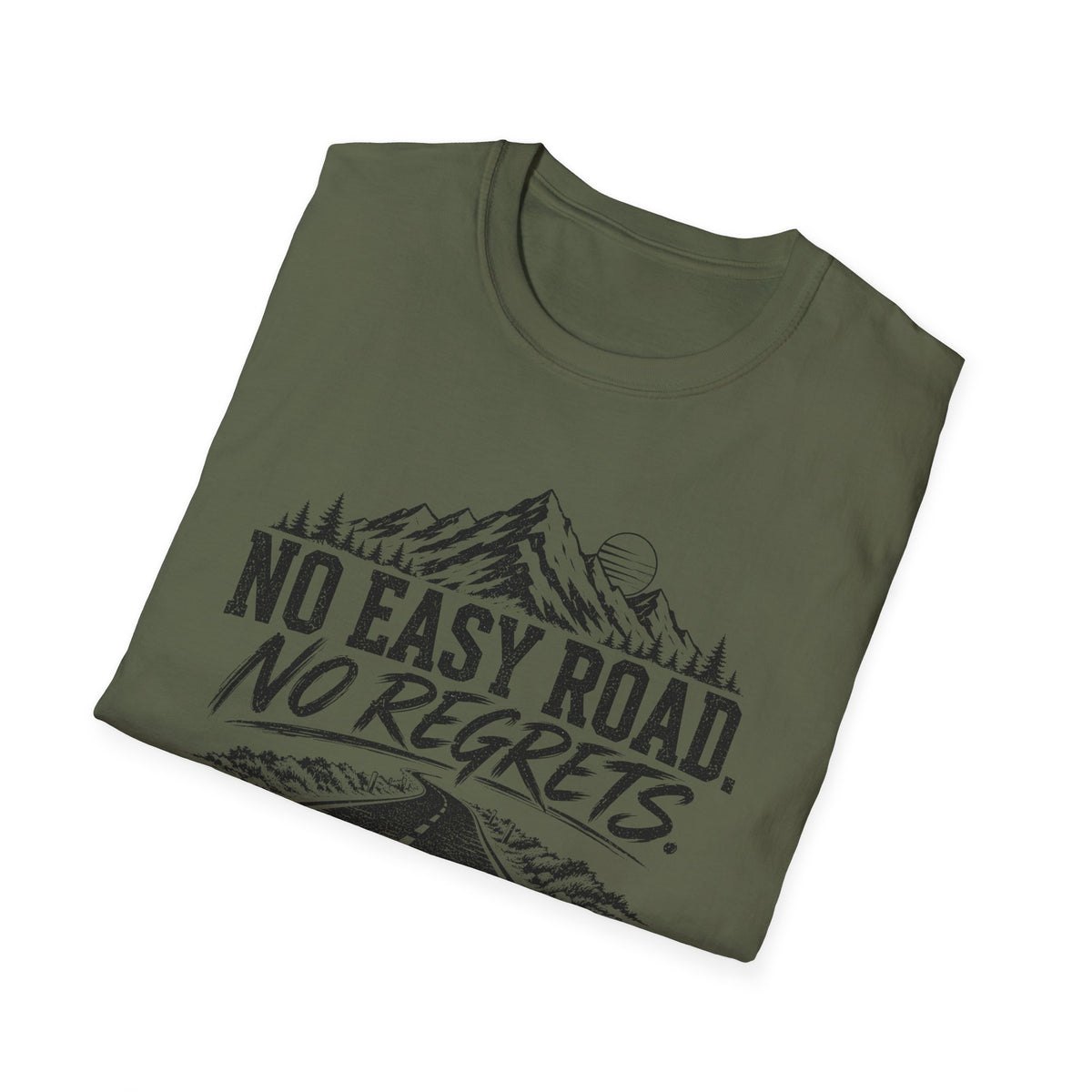 No Easy Road, No Regrets Mountain T-Shirt — Adventure Outdoor Graphic Tee