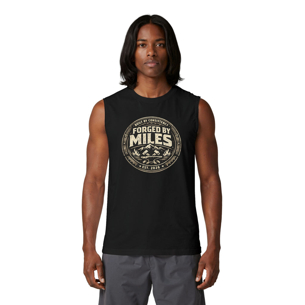 Forged by Miles Muscle Tank — Adventure Mountains Graphic Tank Top