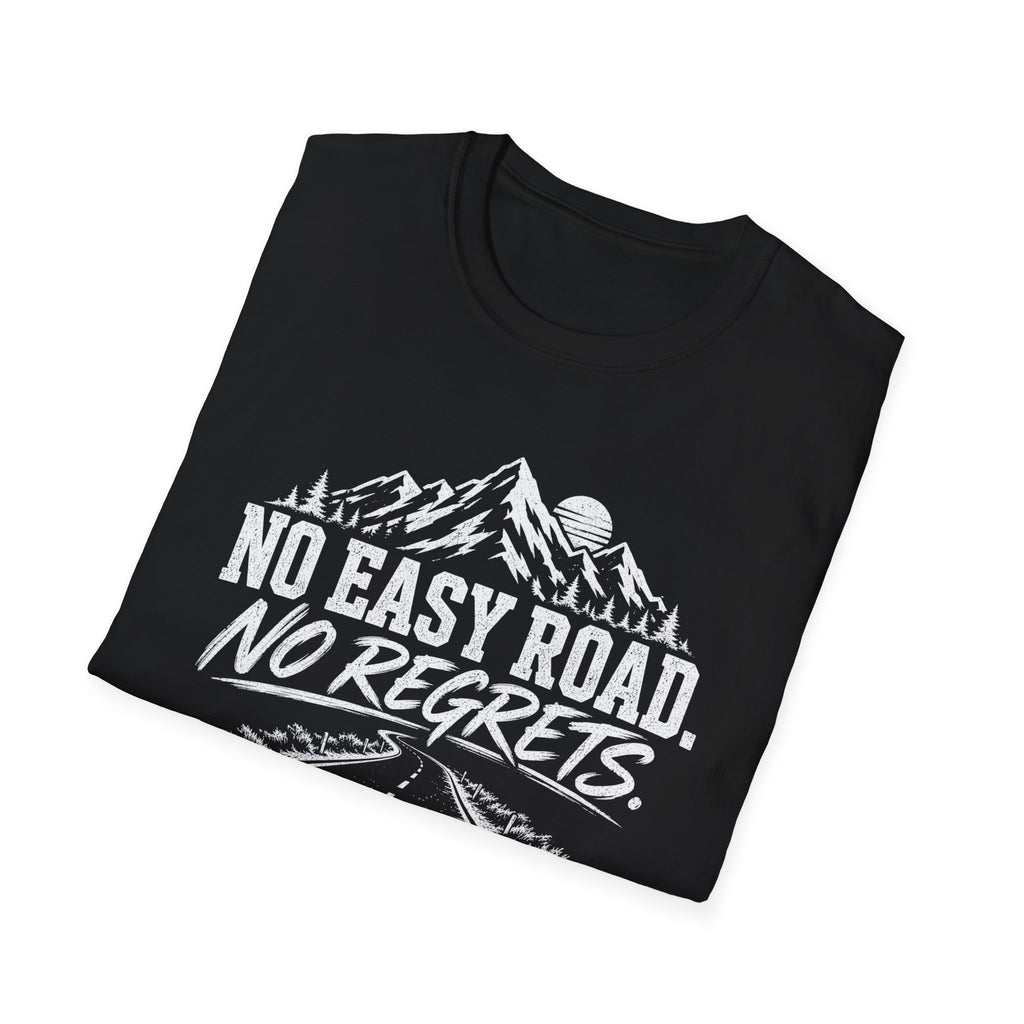No Easy Road, No Regrets Mountain T-Shirt — Adventure Outdoor Graphic Tee