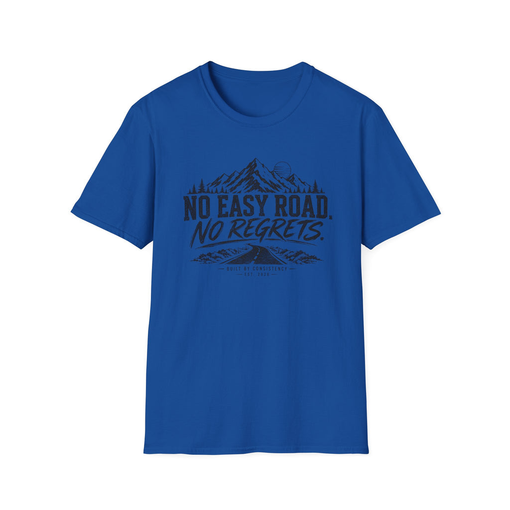 No Easy Road, No Regrets Mountain T-Shirt — Adventure Outdoor Graphic Tee
