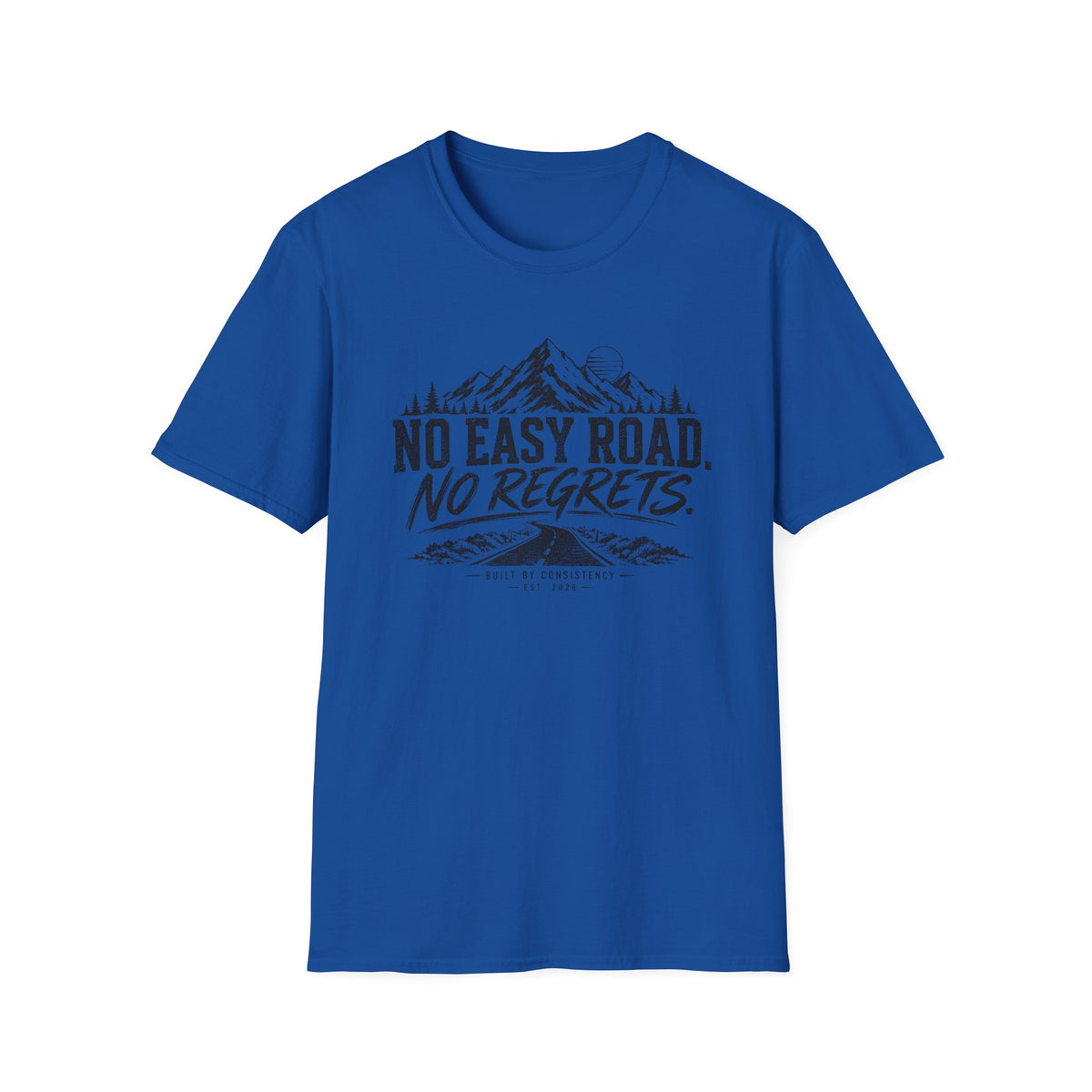 No Easy Road, No Regrets Mountain T-Shirt — Adventure Outdoor Graphic Tee