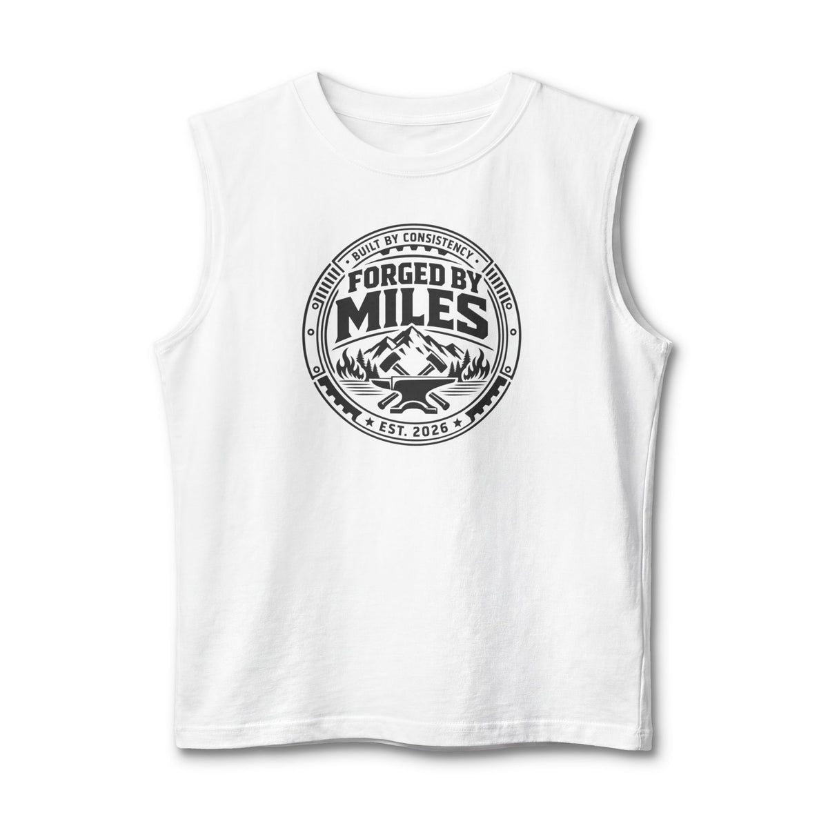 Forged by Miles Muscle Tank — Adventure Mountains Graphic Tank Top