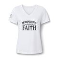 Faith V-Neck Tee – “The Deepest Cuts Are Healed by Faith” Inspirational Women’s Shirt