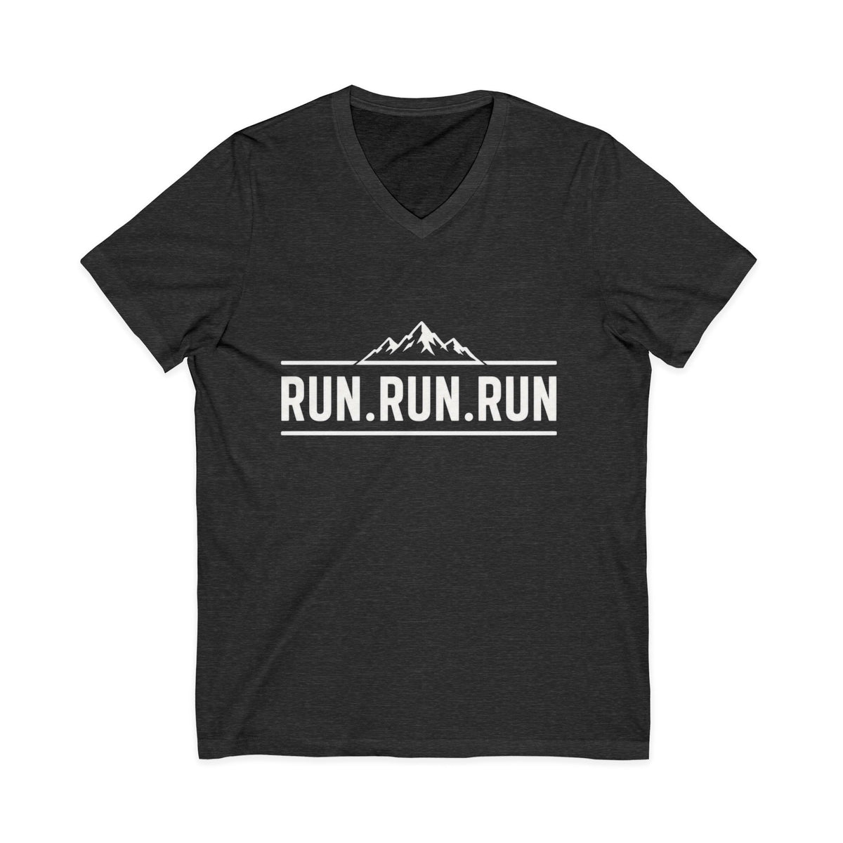 Run.Run.Run V-Neck Tee — "When Your Legs Are Tired, Run With Your Heart" Running Shirt